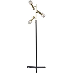 Melvin 63 inch 3.00 watt Black and Antique Brass Floor Lamp Portable Light