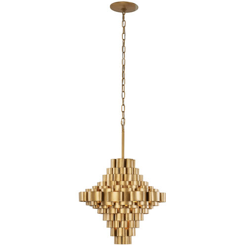 Totally Tubular 5 Light 20 inch Antique Gold and Carbon Black Foyer Pendant Ceiling Light