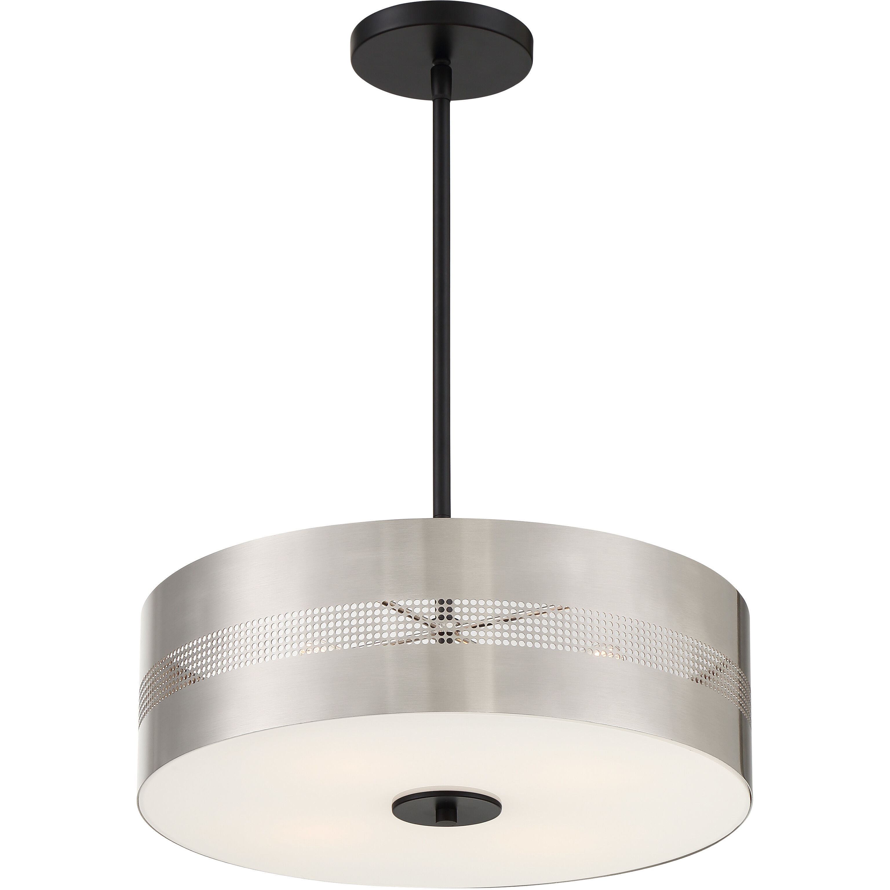 Grid 3 4 Light 16 inch Coal With Brushed Nickel Pendant / Semi Flush Ceiling Light