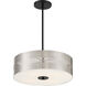 Grid 3 4 Light 16 inch Coal With Brushed Nickel Pendant / Semi Flush Ceiling Light