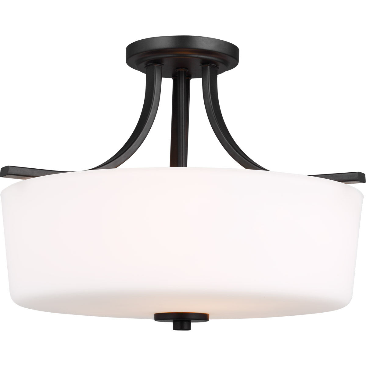 Kemal 3 Light 16 inch Midnight Black Semi-Flush Mount Ceiling Light