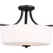 Kemal 3 Light 16 inch Midnight Black Semi-Flush Mount Ceiling Light