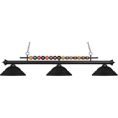 Shark 3 Light 60 inch Matte Black Billiard Ceiling Light in Matte Black Steel