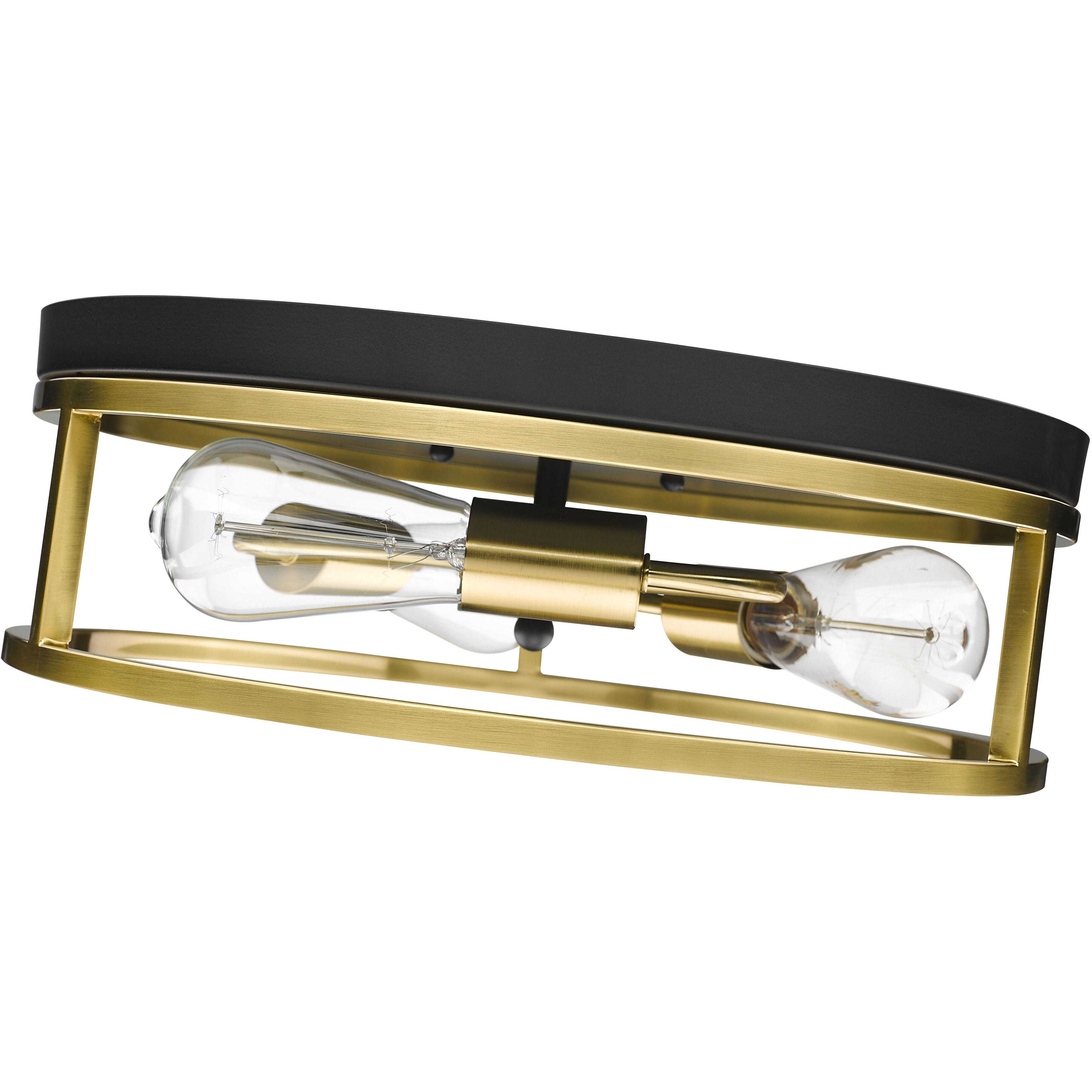Canada 3 Light 16 inch Black and Gold Flush Mount Ceiling Light
