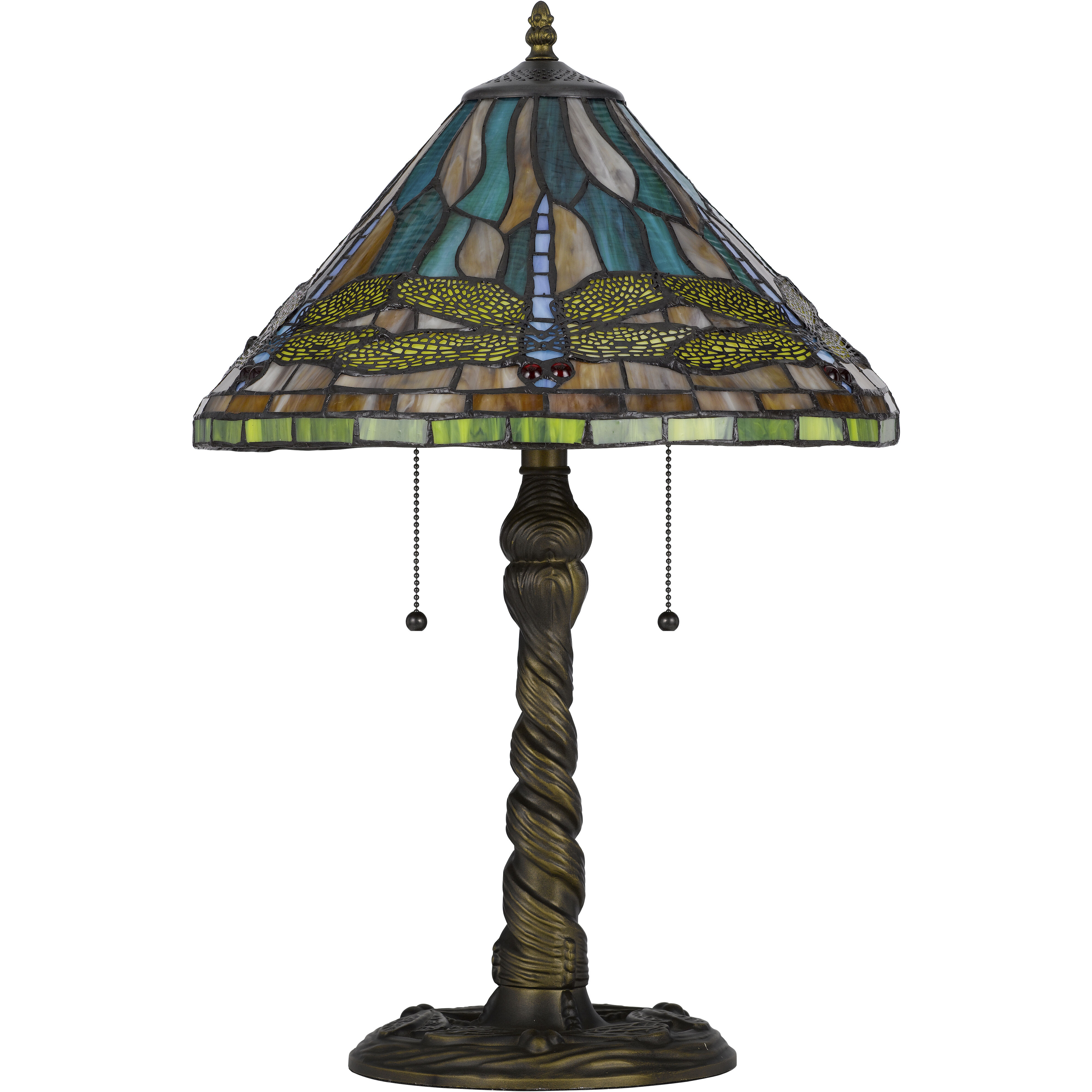 3108 Tiffany 24 inch 60.00 watt Antique Brass Table Lamp Portable Light