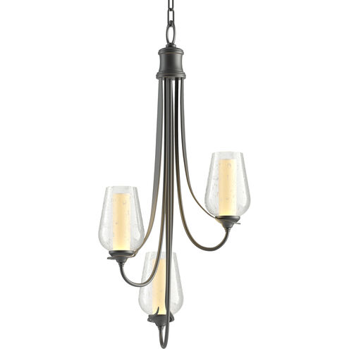 Flora 3 Light 15.8 inch Black Chandelier Ceiling Light in Opal and Seeded