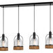 Beacon 4 Light 40 inch Black and Wood Island Chandelier Ceiling Light