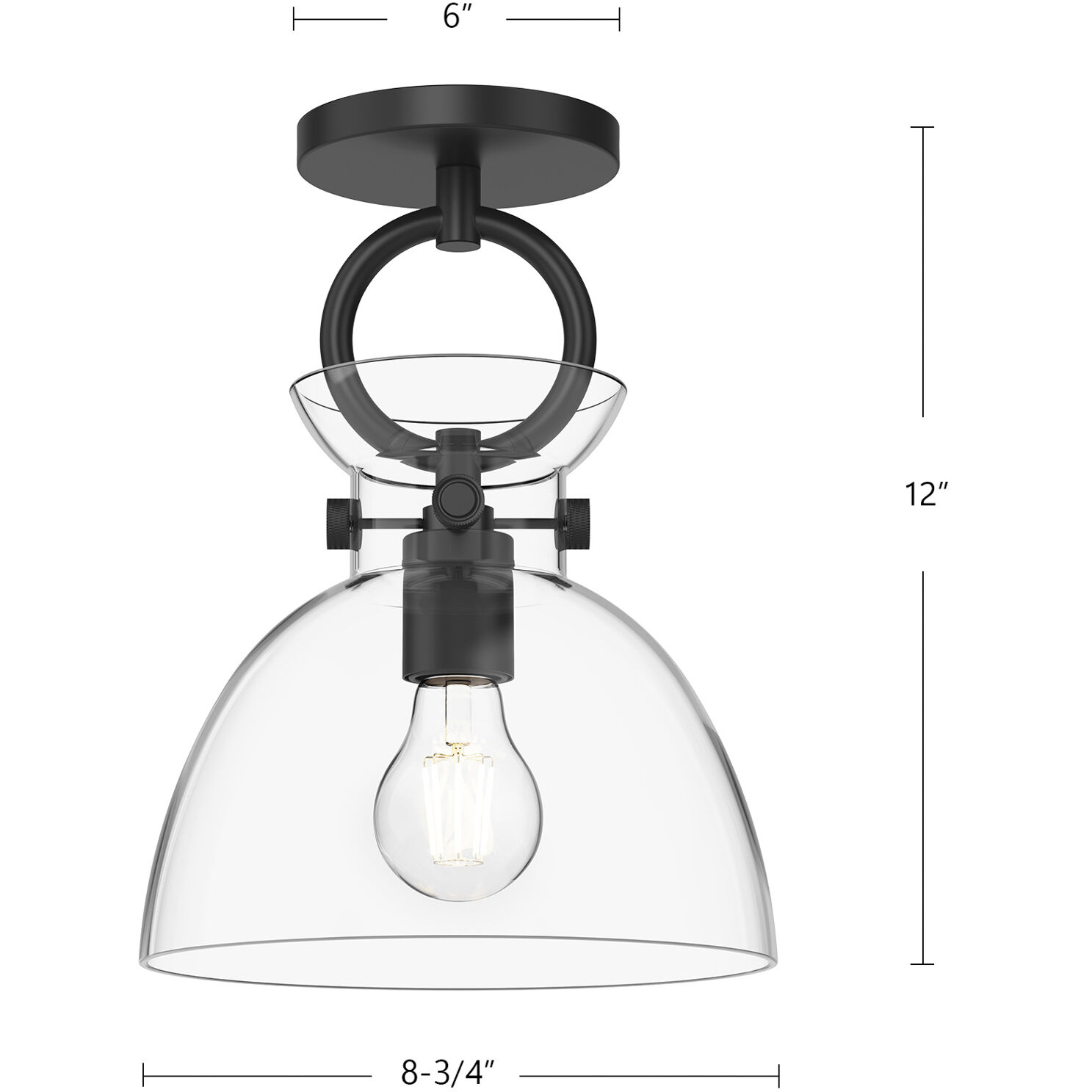Alora Mood Waldo 1 Light 8.75 inch Matte Black/Smoked Semi-Flush Mount Ceiling Light in Smoked Glass