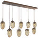 Meteo Incandescent 9 Light Burnished Bronze Linear Pendant Ceiling Light, Multi-Pendant