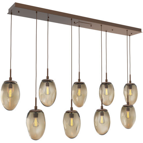 Meteo Incandescent 9 Light Burnished Bronze Linear Pendant Ceiling Light, Multi-Pendant