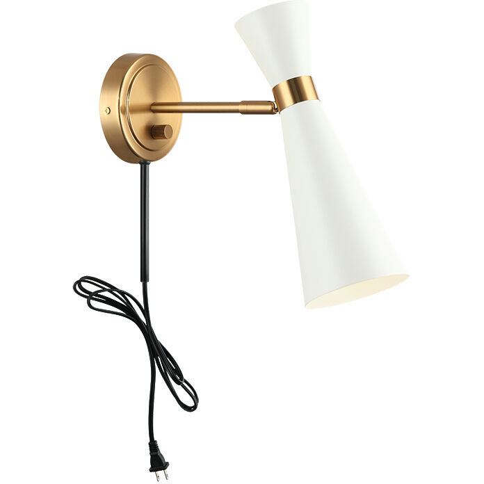 Blaze Wall Sconce Wall Light in Aged Gold Brass and White