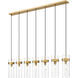 Fontaine Linear Chandelier Ceiling Light in Rubbed Brass