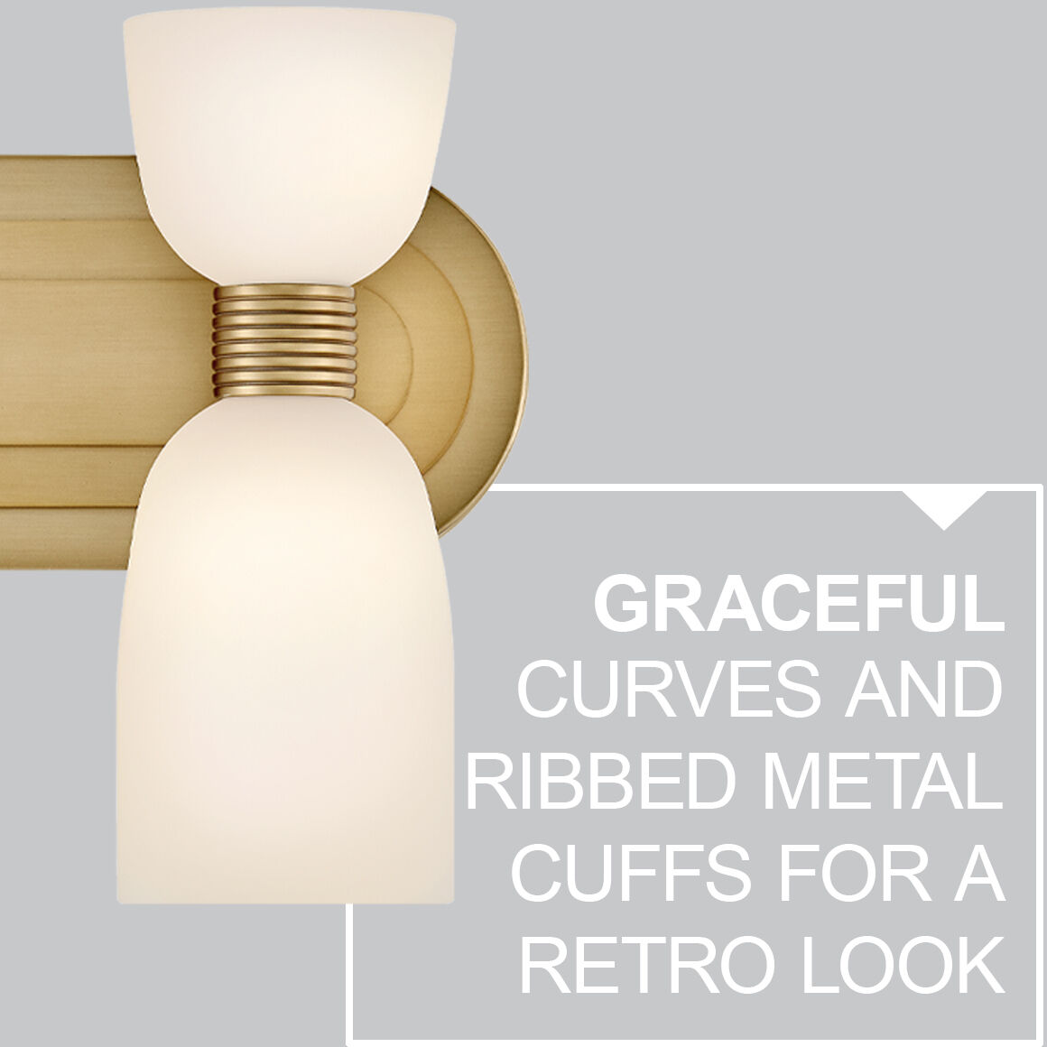Lisa McDennon Tallulah LED 12 inch Lacquered Brass Bath Light Wall Light in 3000K, Etched Opal, 5W, Two Light, Sconce