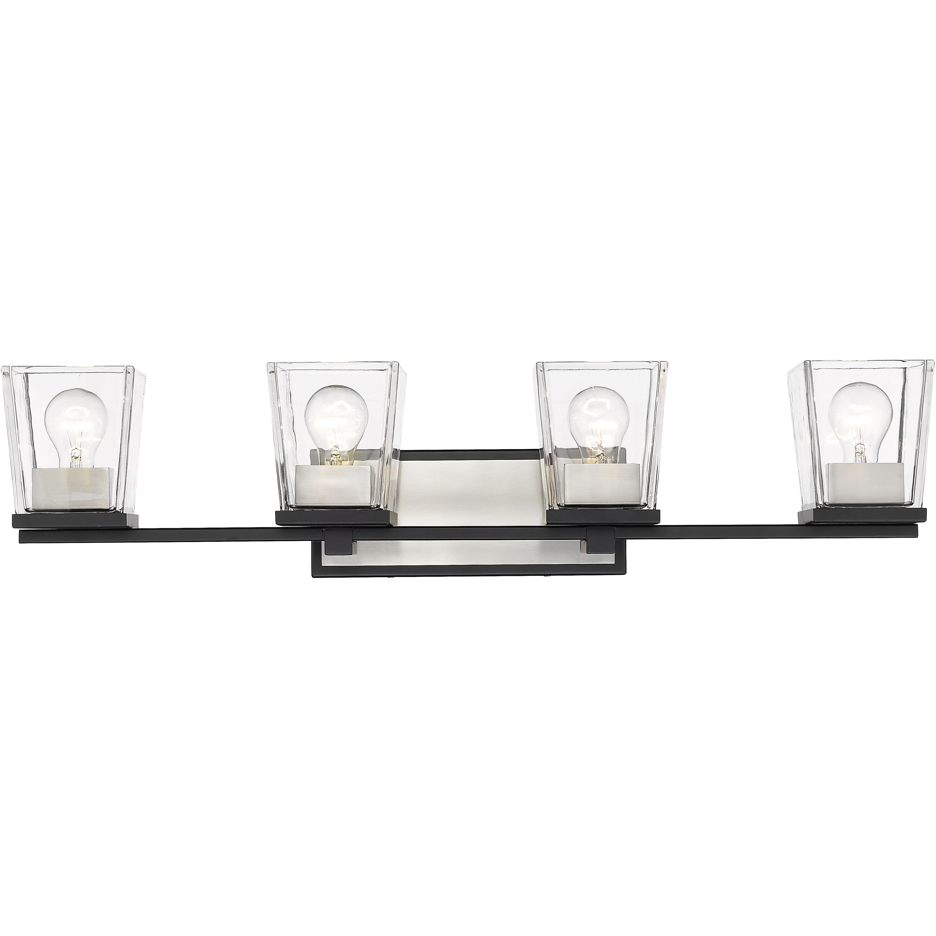 Bleeker Street 4 Light 33 inch Matte Black and Brushed Nickel Vanity Wall Light