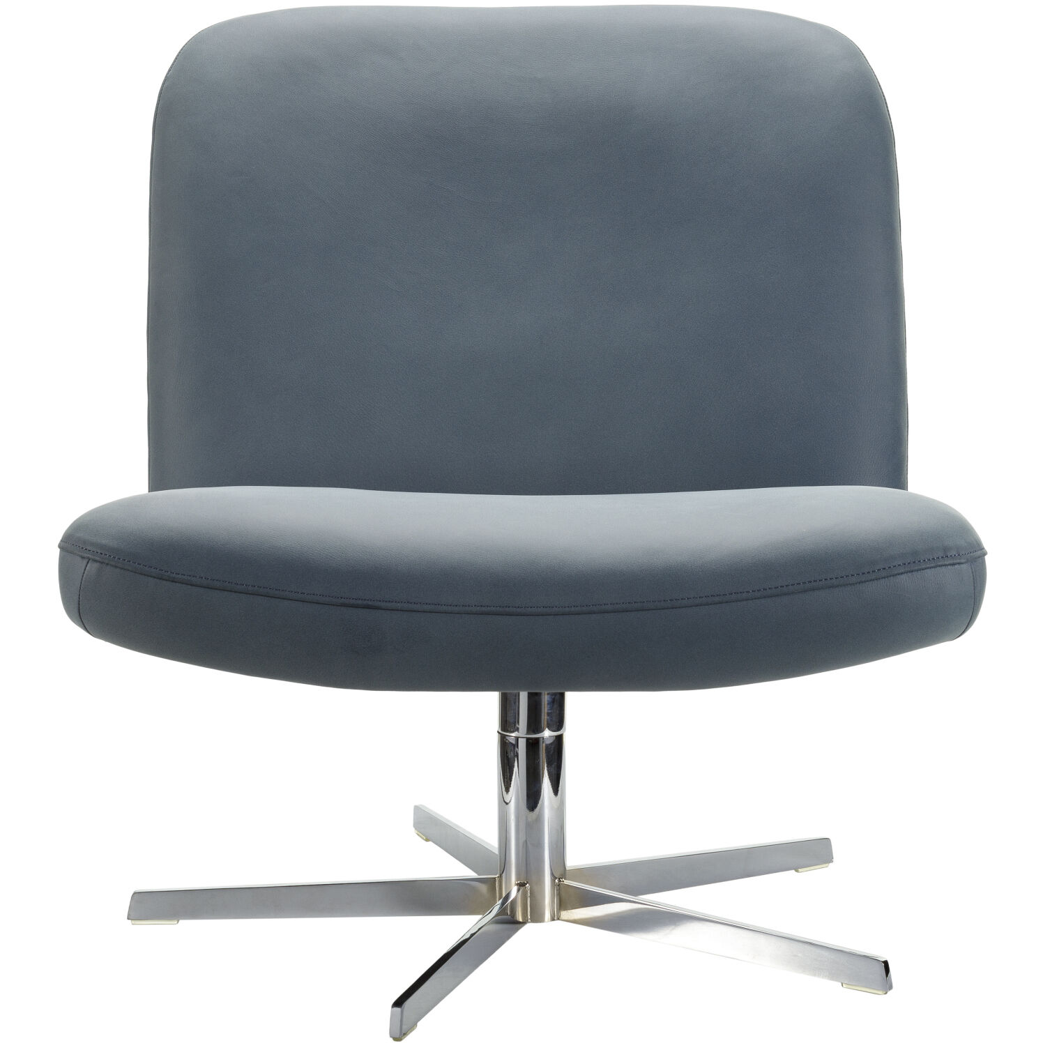 Harpiste Upholstery: Pale Blue; Base: Metallic - Silver Swivel Chair