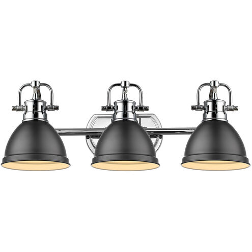 Duncan 3 Light 25 inch Chrome Bath Vanity Wall Light in Matte Black