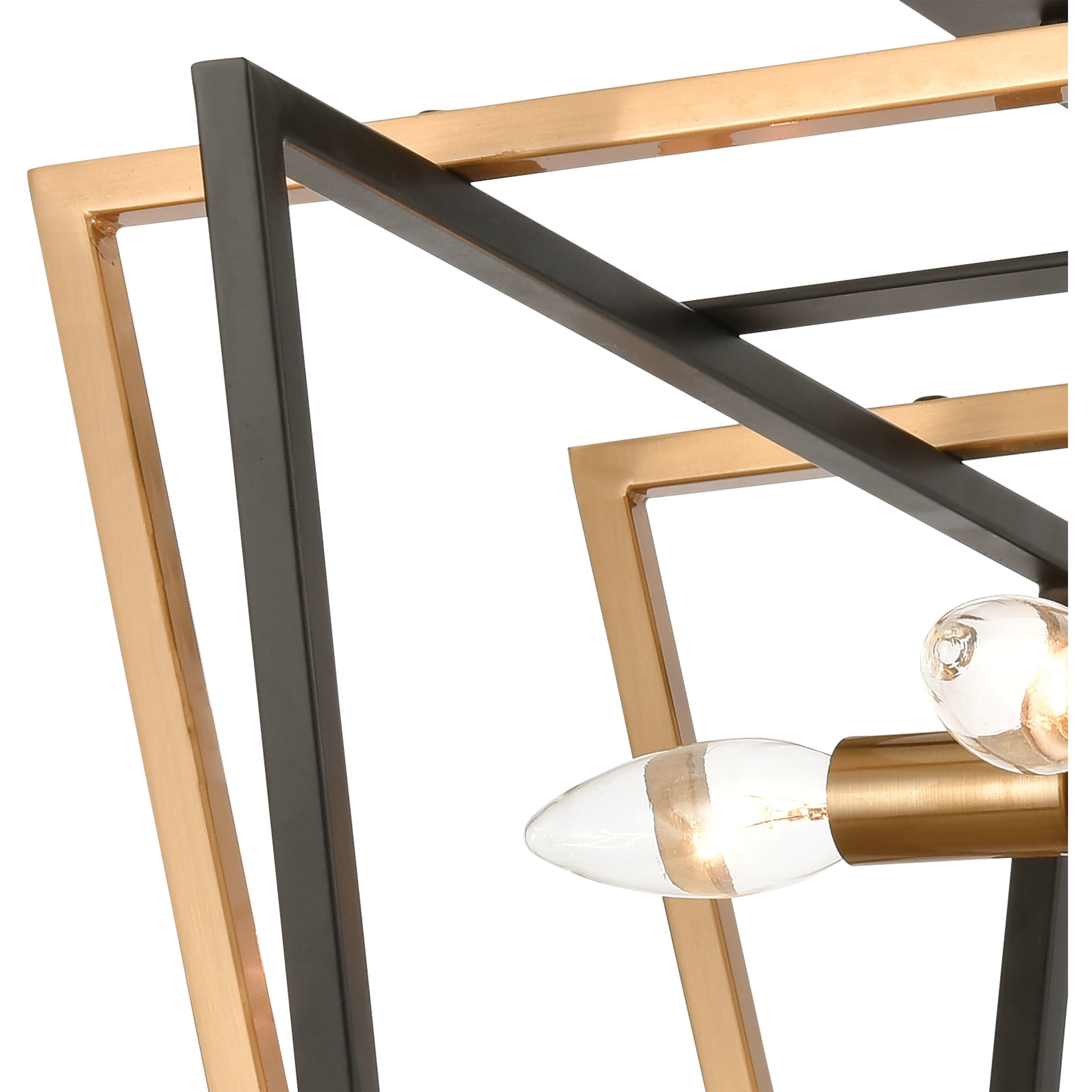 Bridgette 4 Light 16 inch Matte Black with Satin Brass Semi Flush Mount Ceiling Light