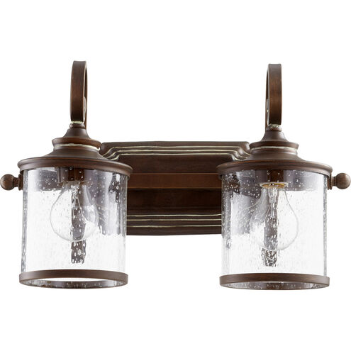 San Miguel 2 Light 18 inch Vintage Copper Vanity Light Wall Light, Clear Seeded