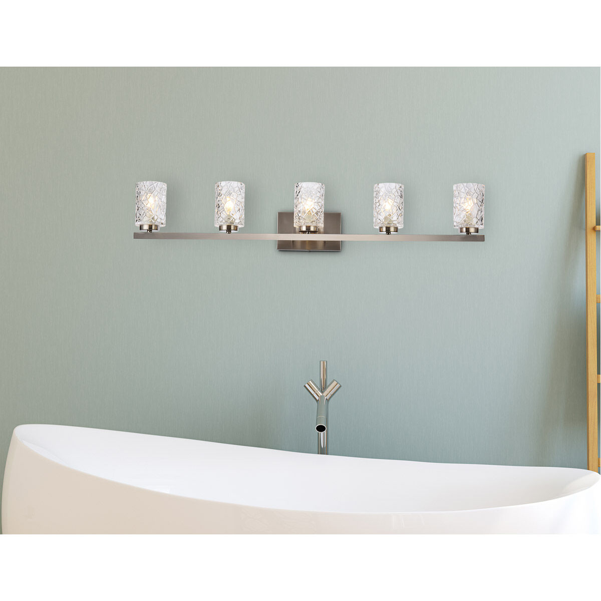 Cassie 5 Light 42 inch Stain Nickel Bath Sconce Wall Light