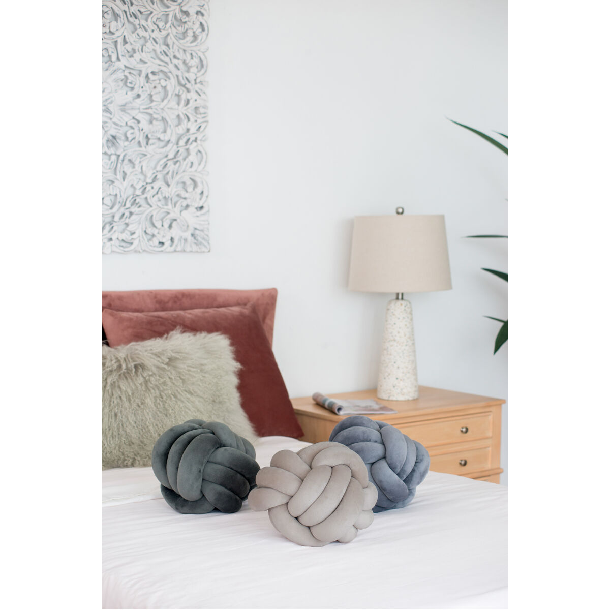 Channing Gray Velvet Knots