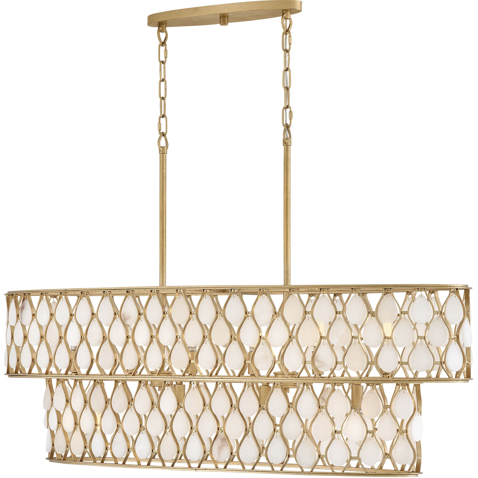 Estie 10 Light 48 inch Piastra Gold Linear Pendant Ceiling Light