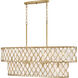 Estie 10 Light 48 inch Piastra Gold Linear Pendant Ceiling Light
