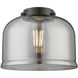 Nouveau 2 Bell 1 Light 8 inch Black Antique Brass Mini Pendant Ceiling Light in Incandescent, Plated Smoke