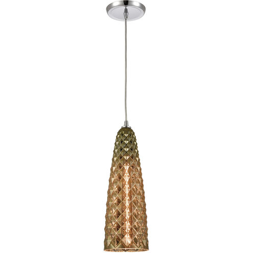 Glitzy 1 Light 5 inch Polished Chrome with Gold Mini Pendant Ceiling Light