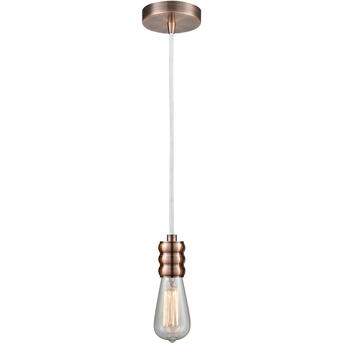 Gatsby Bare Bulb 1 Light 2 inch Antique Copper Mini Pendant Ceiling Light in White, Gatsby