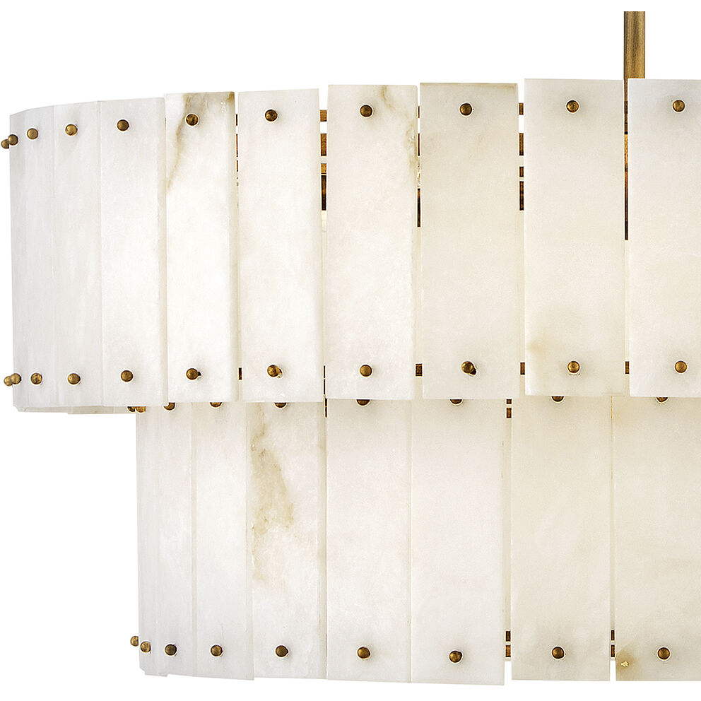 Simone LED 34.25 inch Burnished Gold Chandelier Ceiling Light in Alabaster, Drum