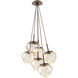Luna LED Burnished Bronze Multi-Pendant Ceiling Light in 3000K LED, Floret Inner - Amber Outer