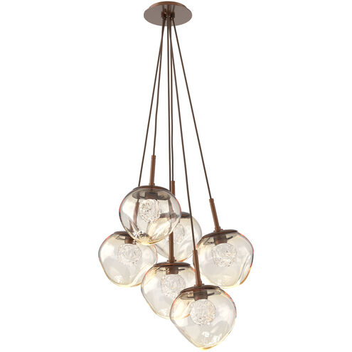 Luna LED Burnished Bronze Multi-Pendant Ceiling Light in 3000K LED, Floret Inner - Amber Outer