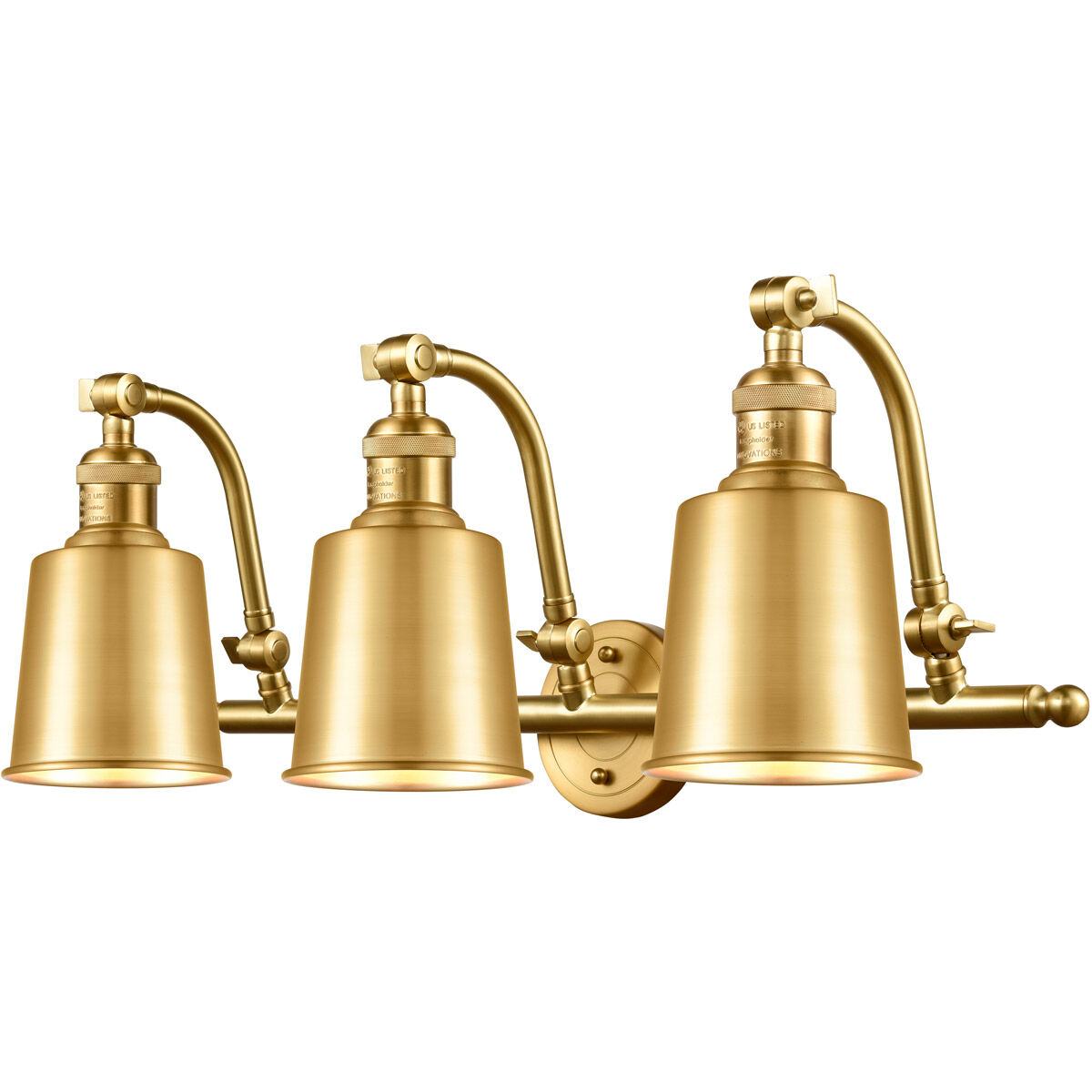 Franklin Restoration Addison 3 Light 28 inch Satin Gold Bath Vanity Light Wall Light, Franklin Restoration