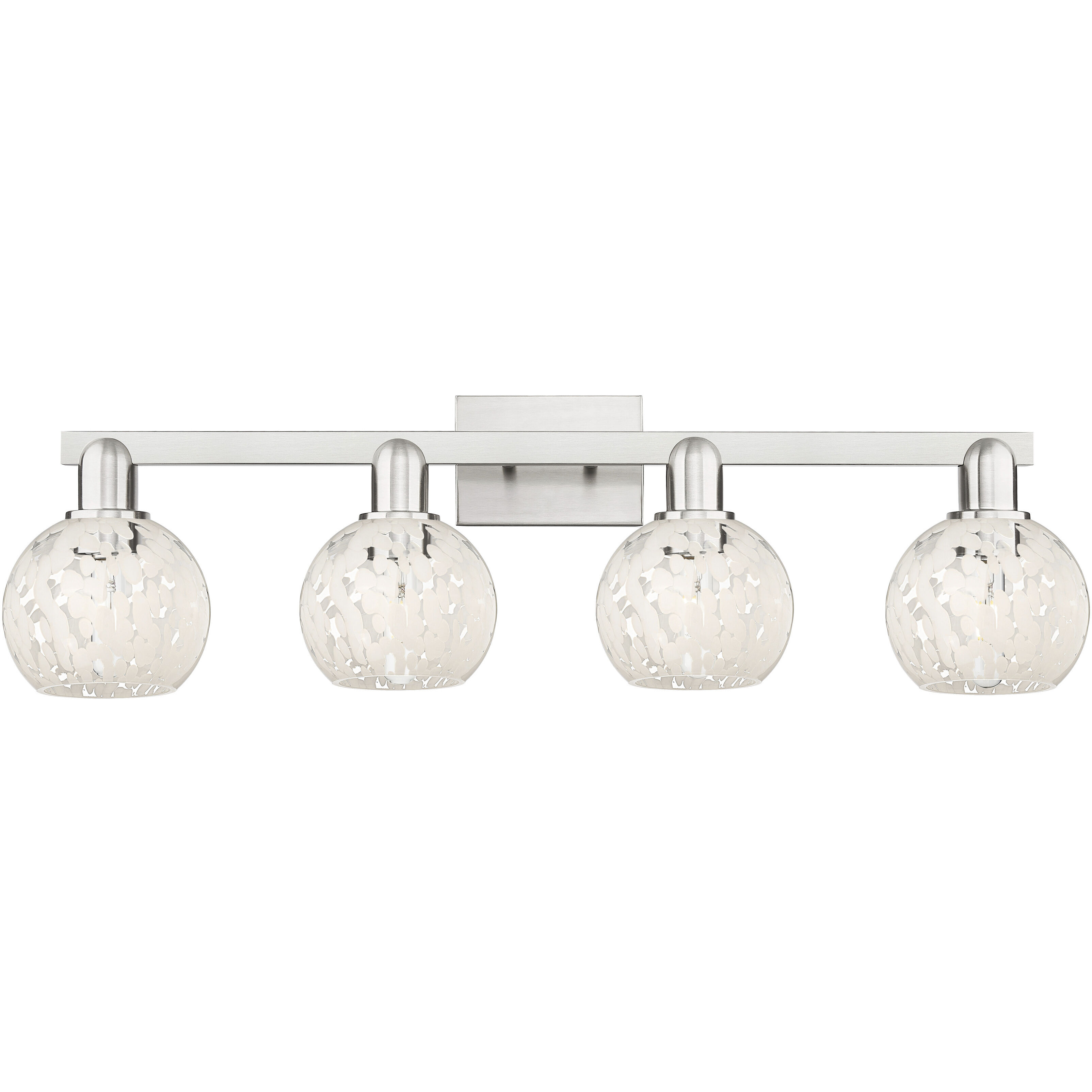 Arcadia White Mouchette 4 Light 33 inch Brushed Satin Nickel Bath Vanity Light Wall Light