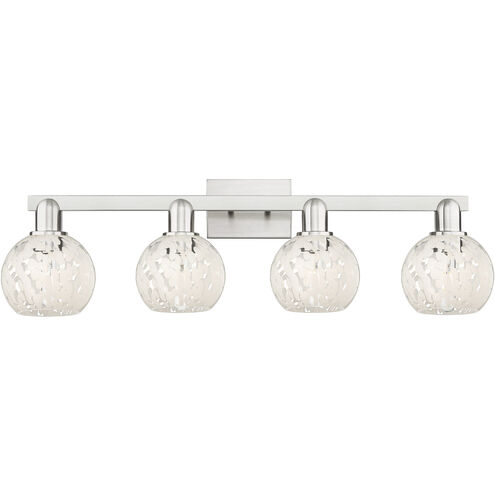 Arcadia White Mouchette 4 Light 33 inch Brushed Satin Nickel Bath Vanity Light Wall Light