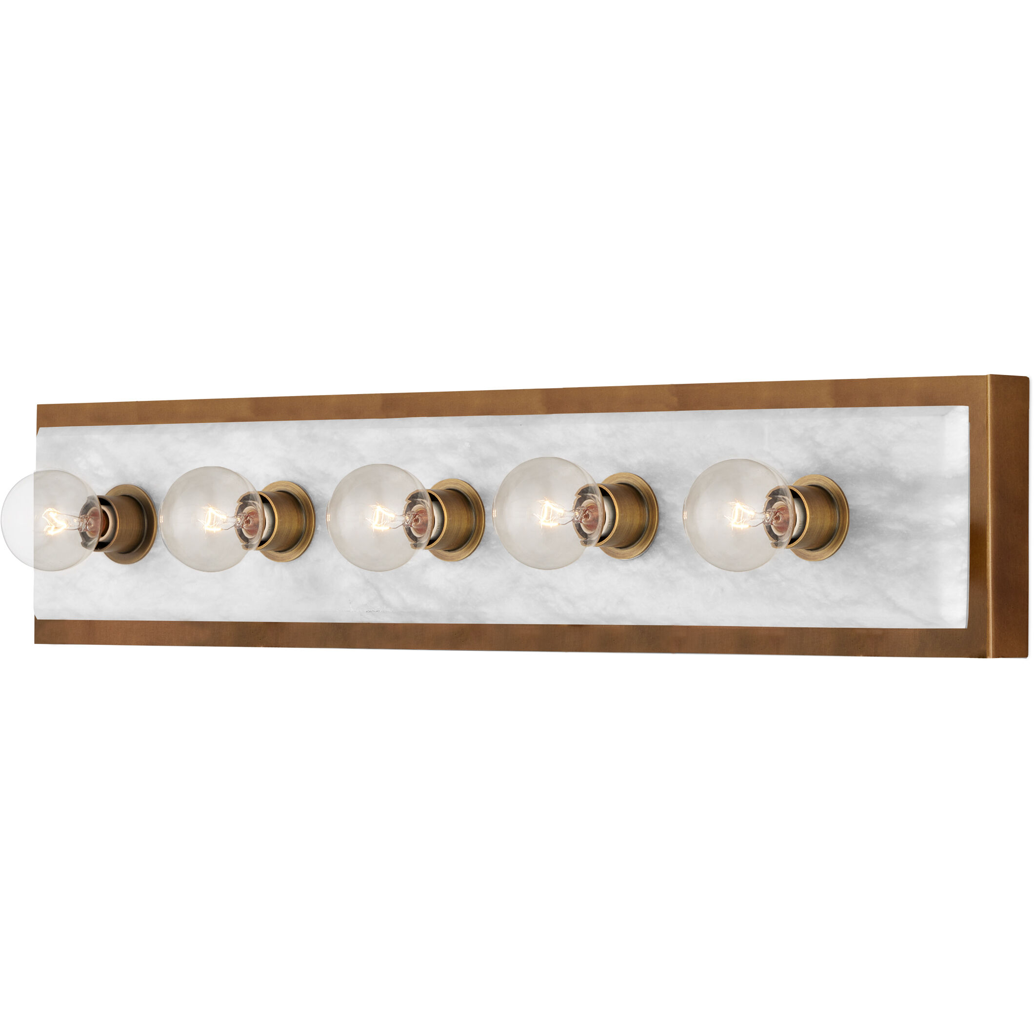 Berdine 5 Light 5 inch Natural/Antique Brass Bath Bar Wall Light, Large