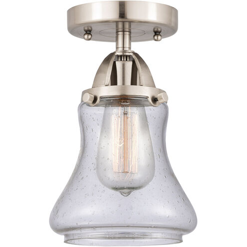 Nouveau 2 Bellmont 1 Light 6 inch Brushed Satin Nickel Semi-Flush Mount Ceiling Light in Seedy Glass