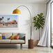 Tambo 92 inch 14 watt Black Nickel and Dark Walnut Arc Floor Lamp Portable Light in Mustard Steel