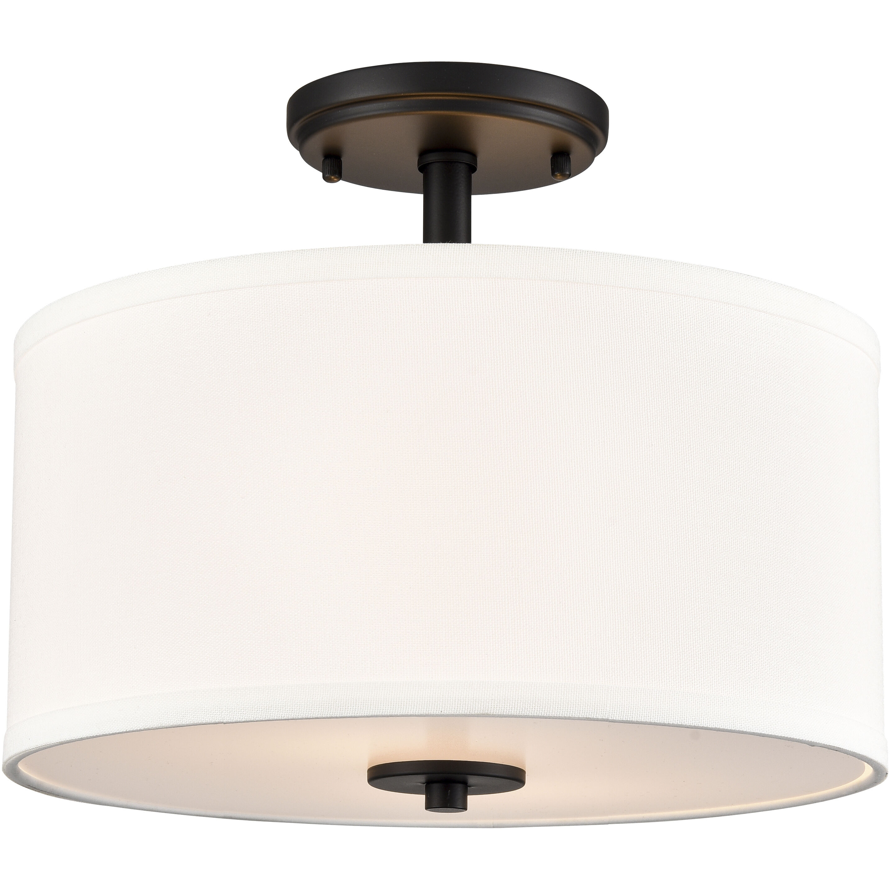 Guyten 2 Light 13 inch Matte Black Semi-Flush Mount Ceiling Light