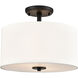 Guyten 2 Light 13 inch Matte Black Semi-Flush Mount Ceiling Light