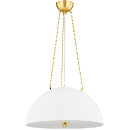 Chiswick 3 Light 20 inch Aged Brass/White Plaster Pendant Ceiling Light
