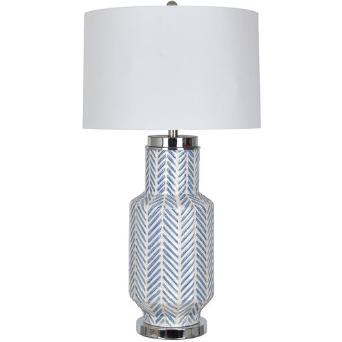 Fullbright 34 inch 150.00 watt Blue and White and Chrome Table Lamp Portable Light