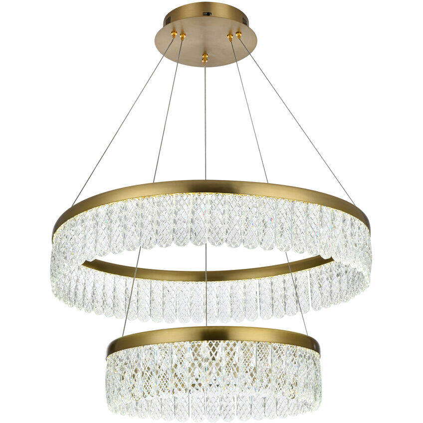 Rune 2 Light 24 inch Satin Gold Chandelier Ceiling Light