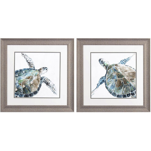 Waterside Blue and Green and Brown Framed Art