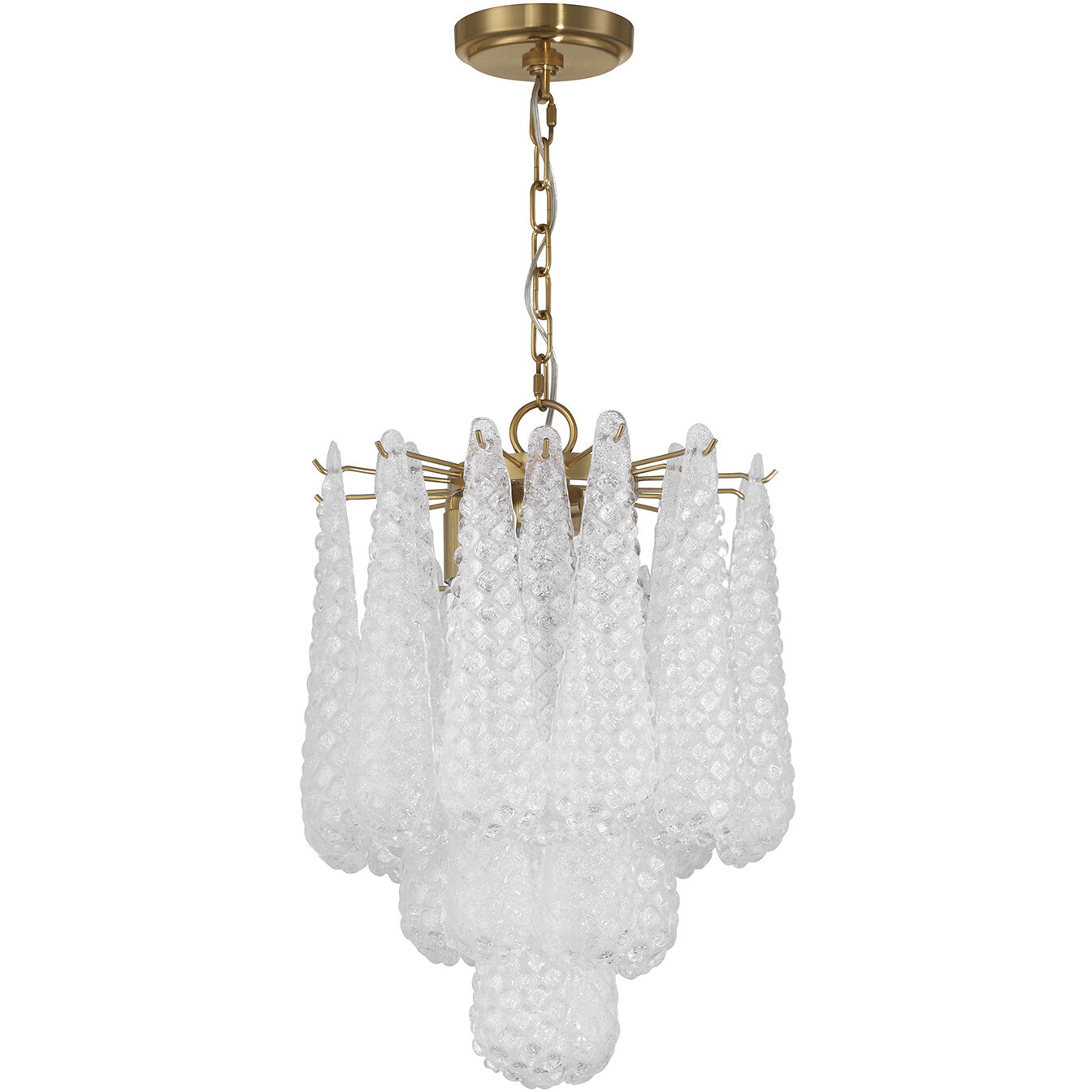 Ollie 4 Light 14.25 inch Aged Brass Chandelier Ceiling Light in Sand Glass Clear
