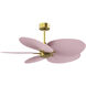 Atlas Alessandra Tropical 48 inch Brushed Brass with Light Pink Blades Ceiling Fan