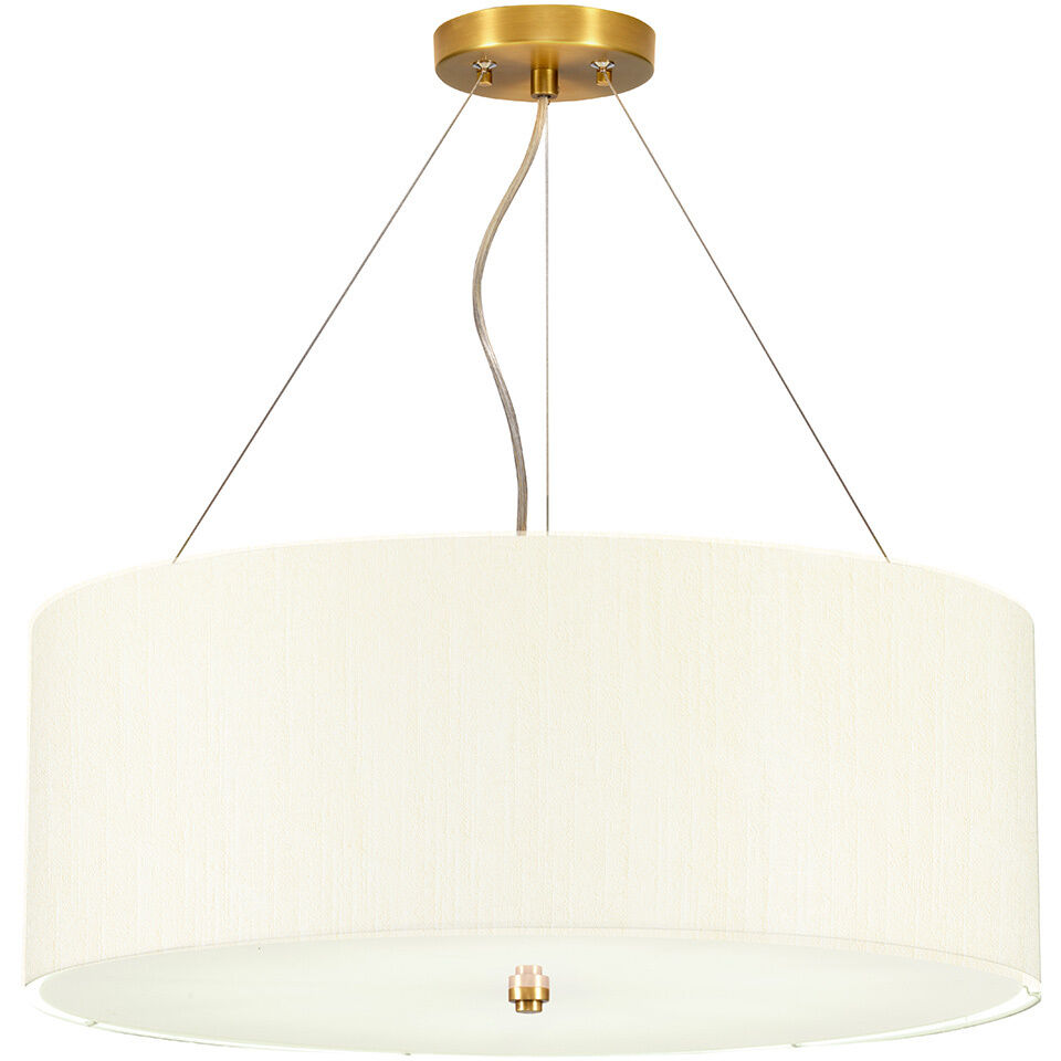 Pearce 5 Light 22 inch Aged Brass and Ivory Shade Pendant Ceiling Light