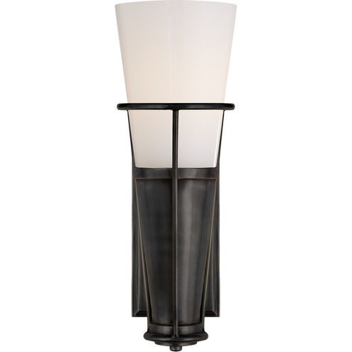 Thomas O'Brien Robinson 1 Light 4.25 inch Bronze Single Bath Sconce Wall Light in White Glass