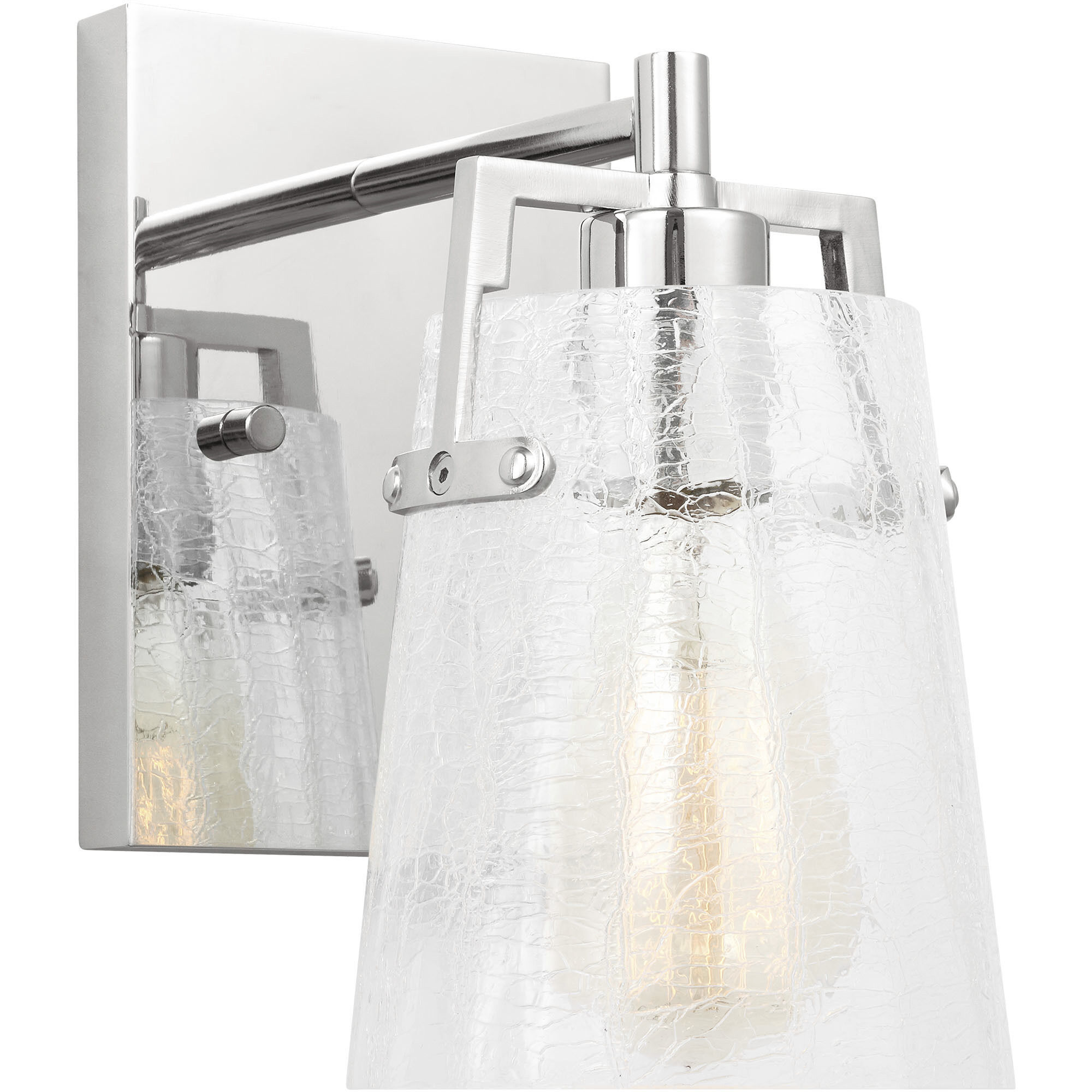 Drew & Jonathan Crofton 1 Light 5.25 inch Chrome Sconce Wall Light in Clear Crackle Glass, Small
