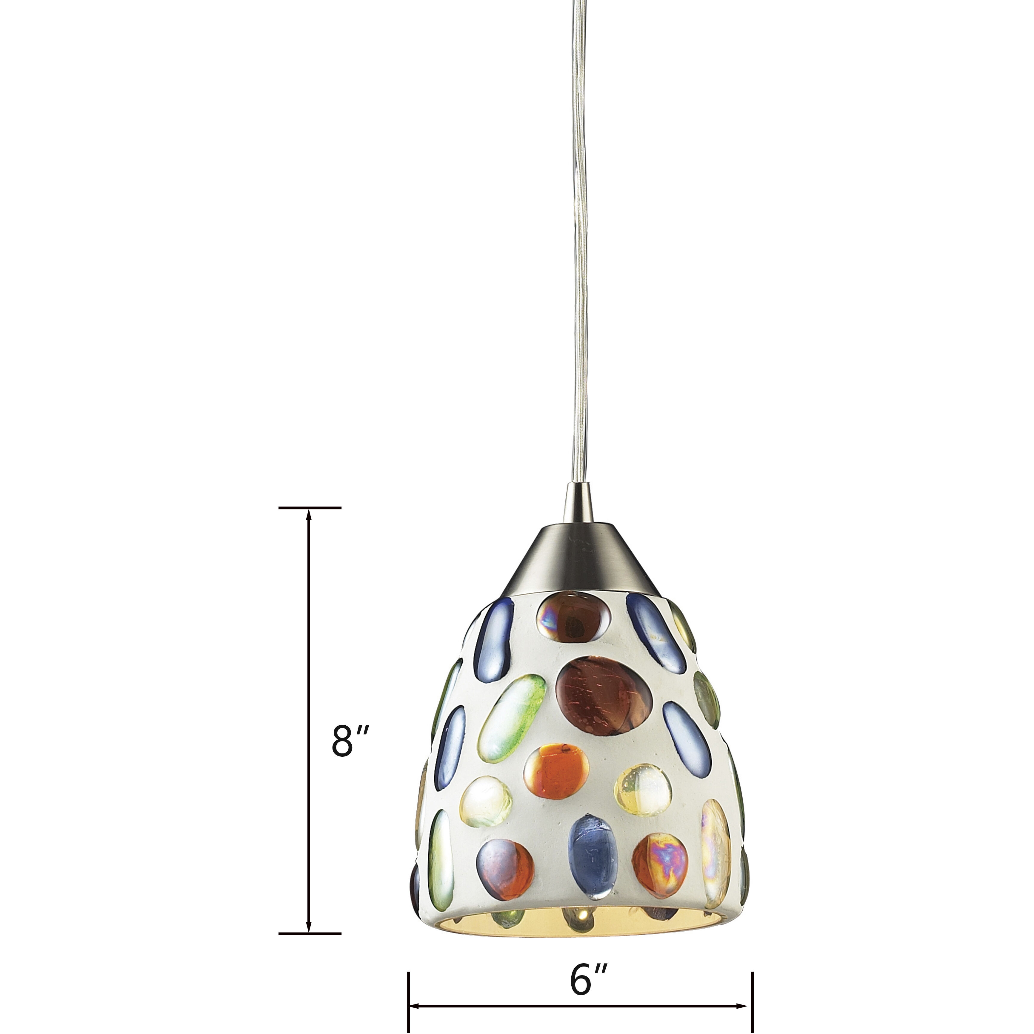 Gemstone 1 Light 6 inch Multicolor with Satin Nickel Mini Pendant Ceiling Light